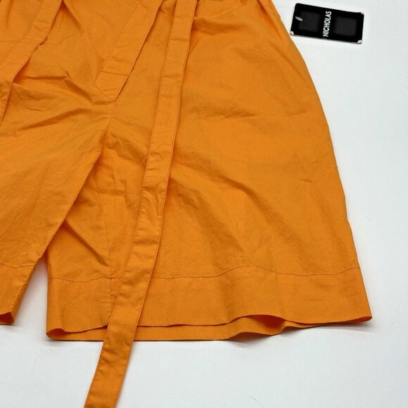 NICHOLAS Talitha Size 2 Wildflower Orange Cotton High Waisted Wrap Belt Shorts - Picture 3 of 11